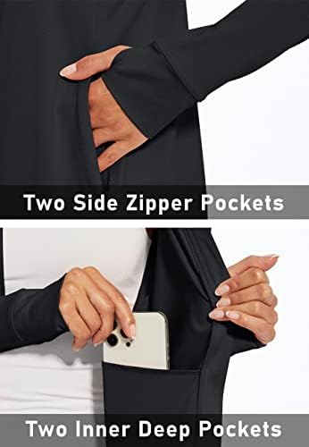 MAGCOMSEN Women's UPF 50+ Lightweight Athletic Jacket Sun Protection Full Zip Long Sleeve Shirts Hiking Outdoor Pockets