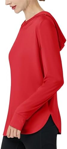 MAGCOMSEN Women's UPF 80+ Sun Protection Hoodie Long Sleeve Hiking Fishing Lightweight UV Rashguard With Thumb Hole