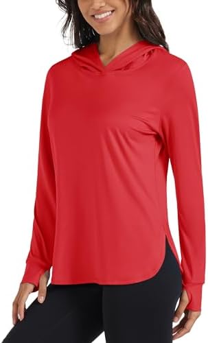 MAGCOMSEN Women's UPF 80+ Sun Protection Hoodie Long Sleeve Hiking Fishing Lightweight UV Rashguard with Thumb Hole