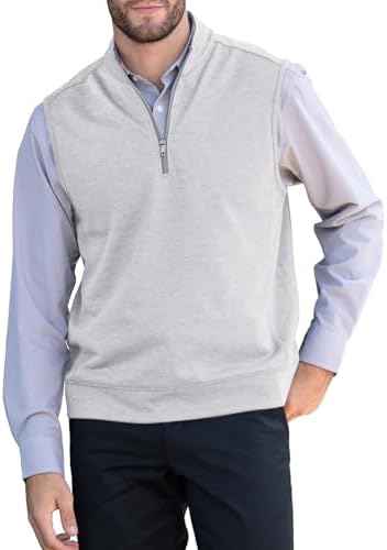 Makkrom Mens Quarter Zip Sleeveless Golf Vest Pullover Stand Collar Casual Vests Outerwear