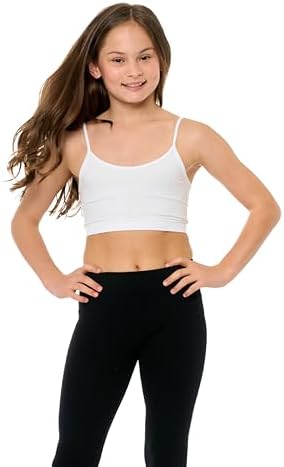 Malibu Sugar Girl Bra Camisole Crop Cami Training Bras For Girls - Spaghetti Strap Seamless Comfort One Size Fits Girls 10-14