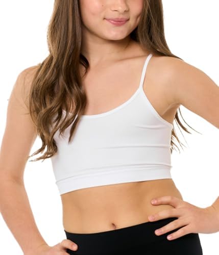 Malibu Sugar Girl Bra Camisole Crop Cami Training Bras For Girls - Spaghetti Strap Seamless Comfort One Size Fits Girls 10-14