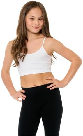 Malibu Sugar Girl Bra Camisole Crop Cami Training Bras For Girls - Spaghetti Strap Seamless Comfort One Size Fits Girls 10-14