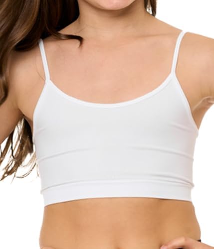 Malibu Sugar Girl Bra Camisole Crop Cami Training Bras for Girls - Spaghetti Strap Seamless Comfort One Size Fits Girls 10-14