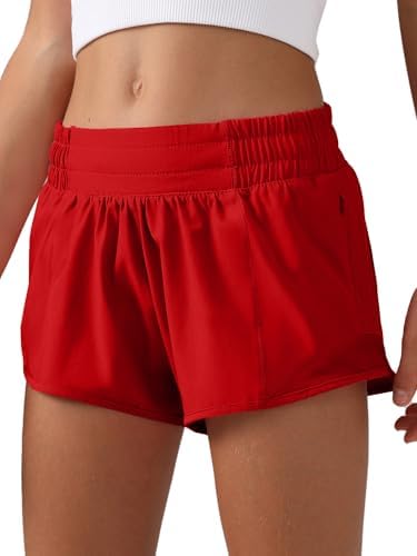 MCEDAR Girls Athletic Shorts With Liner Quick-Dry Lightweight Active Workout Sports Running Shorts With Zip Pocket