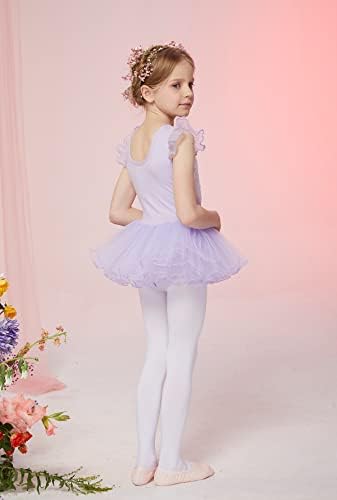 MdnMd Fly Short Sleeve Lace Dance Ballet Tutu Leotard Ballerina Outfit For Toddler Girls