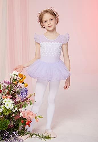 MdnMd Fly Short Sleeve Lace Dance Ballet Tutu Leotard Ballerina Outfit For Toddler Girls