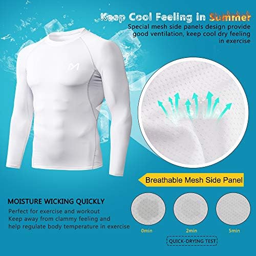 MEETYOO Mens Men's Compression Shirt Long Sleeve Athletic Workout Shirt
