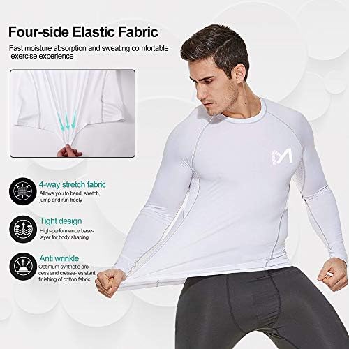MEETYOO Mens Men's Compression Shirt Long Sleeve Athletic Workout Shirt