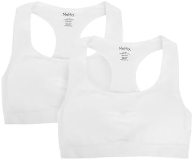 MeMoi Girls' 2 Pair Pack Racerback Sports Training Bra