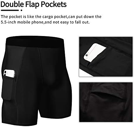 Men's Athletic Compression Shorts With Pockets Running Workout Active Underwear