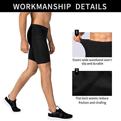 Men's Athletic Compression Shorts With Pockets Running Workout Active Underwear