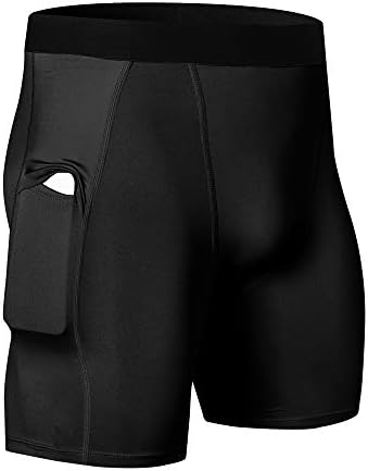Men's Athletic Compression Shorts with Pockets Running Workout Active Underwear