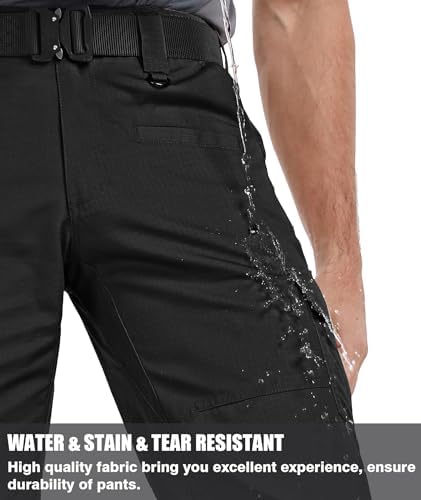 Men's Cargo Pants Ripstop Water Resistant Hiking Work Pants Outdoor Multi Pockets Army Tactical Pants (Not Belt)