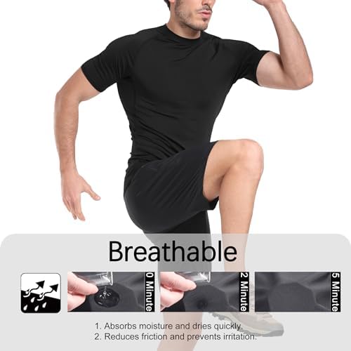Men's Compression Shirts Cool Dry Short Sleeve Baselayer Athletic Workout T Shirts