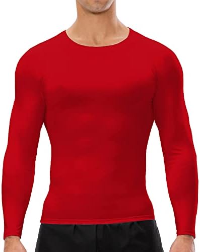 Men's Compression Shirts Long Sleeve Athletic T Shirt Workout Cool Dry Running Tops Sports Gym Undershirt Base Layer Top