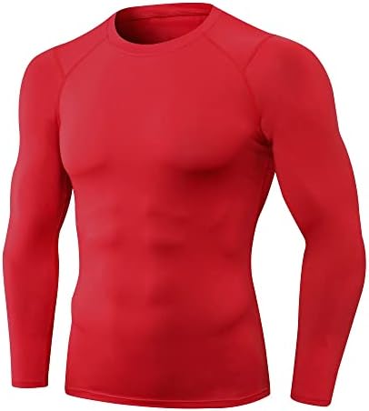 Men's Compression Shirts Long Sleeve Athletic T Shirt Workout Cool Dry Running Tops Sports Gym Undershirt Base Layer Top