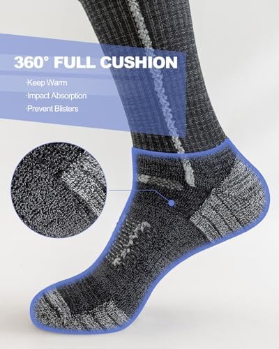 Men's Cotton Crew Work Socks 5 Pairs Cushioned Boot Moisture Athletic Socks For Hiking Sports Running