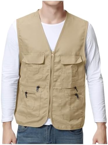 Men's Fishing Vest Zip Up Utility Safari Travel Vest Multi Pockets Outdoor Lightweight Work Photo Cargo Summer Vests Men's Fishing Vest Zip Up Utility Safari Travel Vest Multi Pockets Outdoor Lightweight Work Photo Cargo Summer Vests