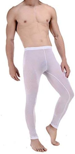 Men's Ice Silk See Through Long Pants Slim Leggings Tights