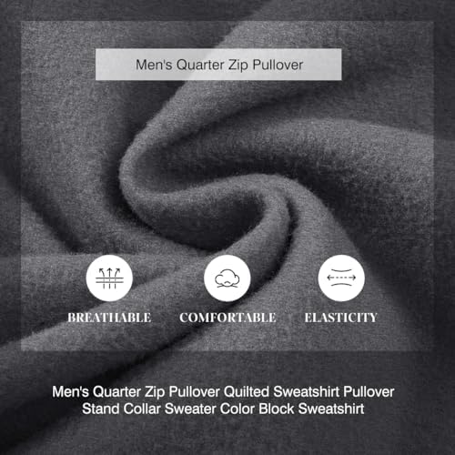 Men's Mock Neck Sweatshirts Quarter Zip Quilted Sweater Color Block Long Sleeve Casual Pullover