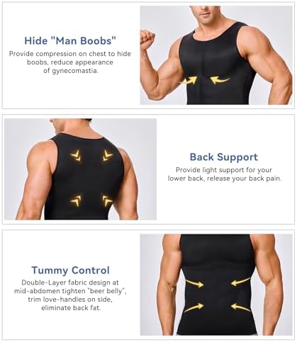 Mens Compression Shirt Slimming Body Shaper Vest Workout Tank Tops Abs Abdomen Undershirts