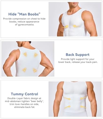 Mens Compression Shirt Slimming Body Shaper Vest Workout Tank Tops Abs Abdomen Undershirts