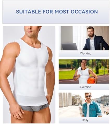 Mens Compression Shirt Slimming Body Shaper Vest Workout Tank Tops Abs Abdomen Undershirts