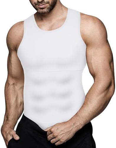 Mens Compression Shirt Slimming Body Shaper Vest Workout Tank Tops Abs Abdomen Undershirts