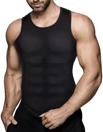 Mens Compression Shirt Slimming Body Shaper Vest Workout Tank Tops Abs Abdomen Undershirts