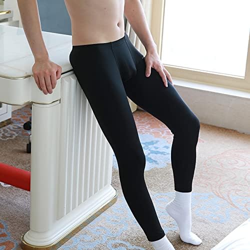 Mens Ice Silk Underwear Pants Low Rise Long John Leggings Base Layer Sports Bottom