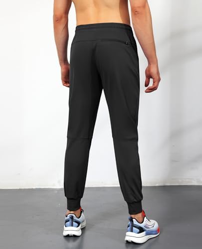 Mens Joggers With Zipper Pockets Lightweight Quick Dry Stretch For Gifts Athletic Workout Running Track Boys