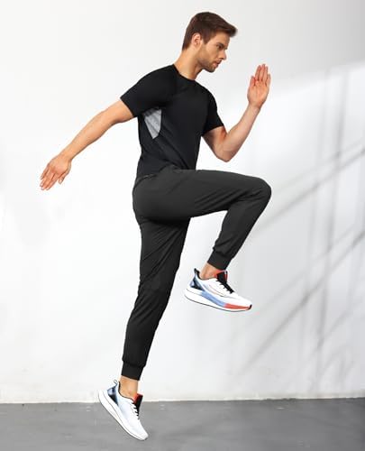 Mens Joggers With Zipper Pockets Lightweight Quick Dry Stretch For Gifts Athletic Workout Running Track Boys