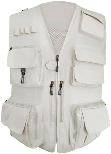 Mens Lightweight Safari Travel Fishing Photography Outdoor Work Cargo Vest with Pockets