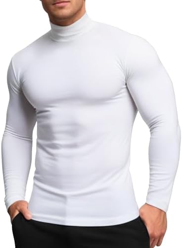Mens Mock Turtleneck Long Sleeve Shirts High Neck Thermal Base Layer