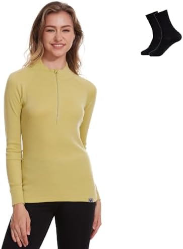 MERINNOVATION Merino Wool Base Layer for Womens Wool Half Zip Sweater Midweight 240gsm
