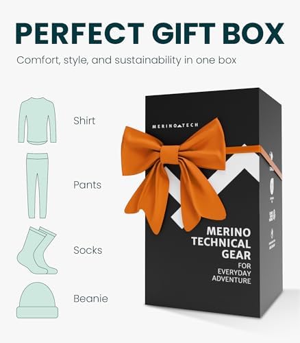 Merino.tech Merino Wool Base Layer Women Set - Midweight Merino Wool Underwear Women Top Bottom