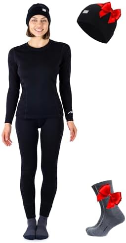 Merino.tech Merino Wool Base Layer Women Set - Midweight Merino Wool Underwear Women Top Bottom