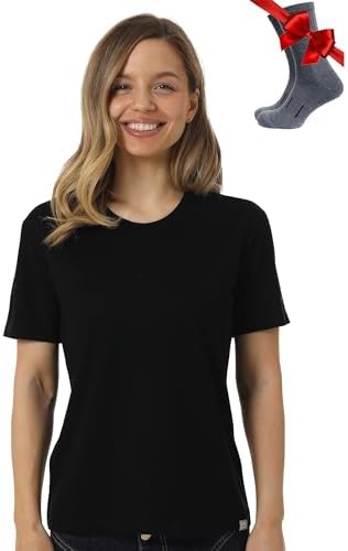 Merino.tech Merino Wool T Shirt Women - 100% Merino Wool Base Layer Women Short Sleeve Moisture-Wicking Tee and Hiking Socks