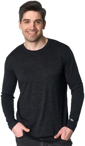 Merino Wool Base Layer Mens - 100% Merino Wool Shirts for Men Thermal Underwear Long Sleeve T-Shirt for Hiking Hunting