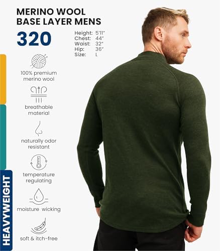 Merino Wool Base Layer Mens - Wool Half Zip Sweater Men - Merino Quarter Zip Sweater Lite Midweight Heavyweight And Socks