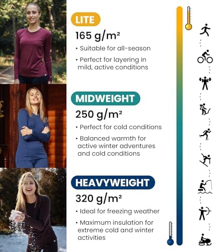 Merino Wool Base Layer Women - 100% Merino Half Zip Sweater Women Lite Midweight Heavyweight Thermal Shirts And Socks