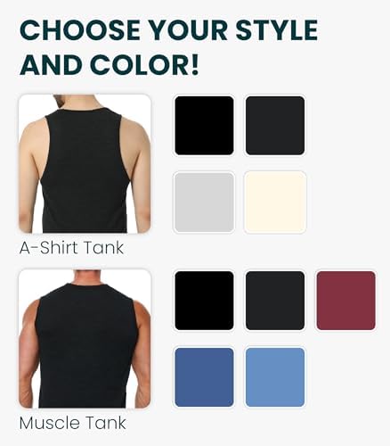 Merino Wool Tank Top Men - Active Merino Wool Undershirt Moisture Wicking Breathable Anti-Odor Lightweight Base Layer