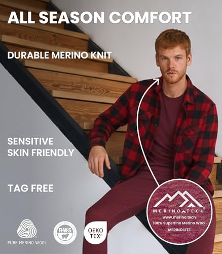 Merino Wool Tank Top Men - Active Merino Wool Undershirt Moisture Wicking Breathable Anti-Odor Lightweight Base Layer