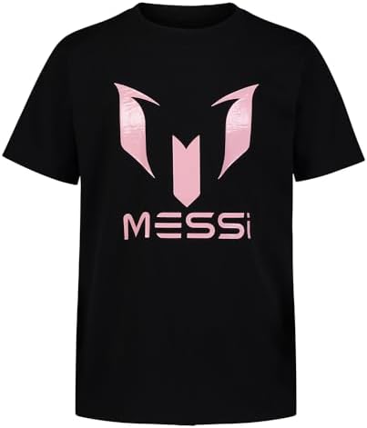 Messi Boys' Lifestyle Short Sleeve T-Shirt Slim-fit Logo Tee Cotton Blend Fabric