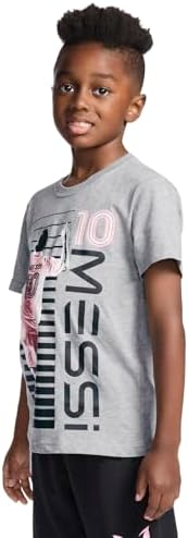 Messi Boys Lifestyle Short Sleeve T-Shirt Slim-fit Graphic Tee Cotton Blend Fabric