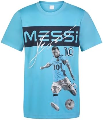 Messi Boys' Lifestyle Short Sleeve Top Loose-fit Shirt With Logo Comfortable