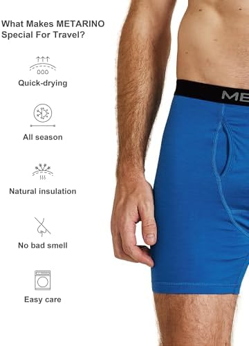 METARINO Men's Merino Wool Underwear - Ultra-Soft Boxer Briefs With Anti Odor For Hiking Travel & Everyday Comfort