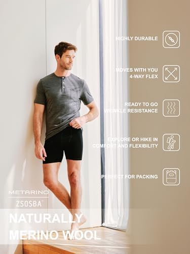 METARINO Outdoor-Ready Merino Wool Men's Underwear 3-Pack - Breathable Boxer Briefs For Hiking Skiing & Trave