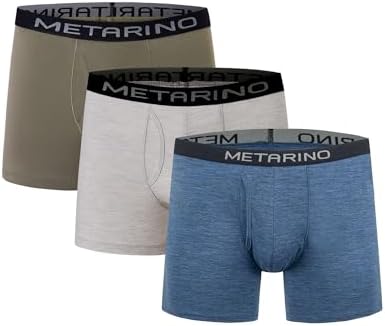 METARINO Outdoor-Ready Merino Wool Men's Underwear 3-Pack - Breathable Boxer Briefs for Hiking Skiing & Trave